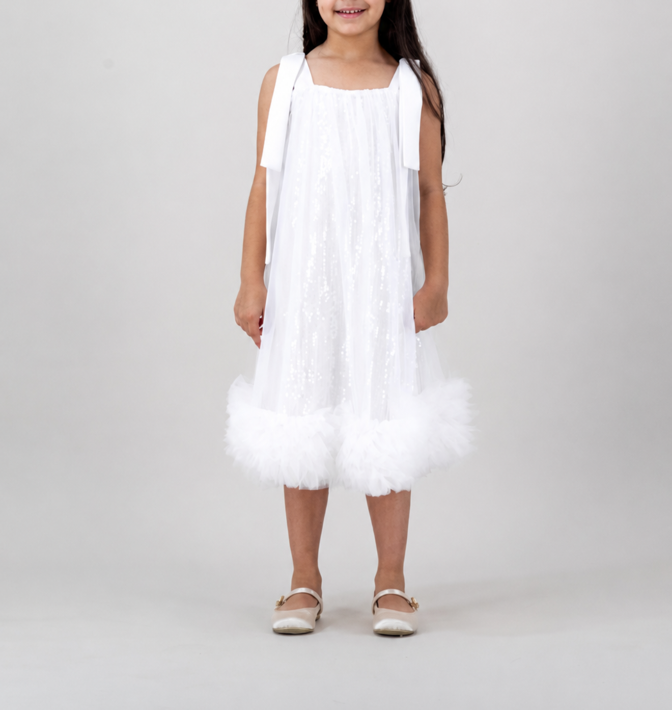 White sequins tulle dress