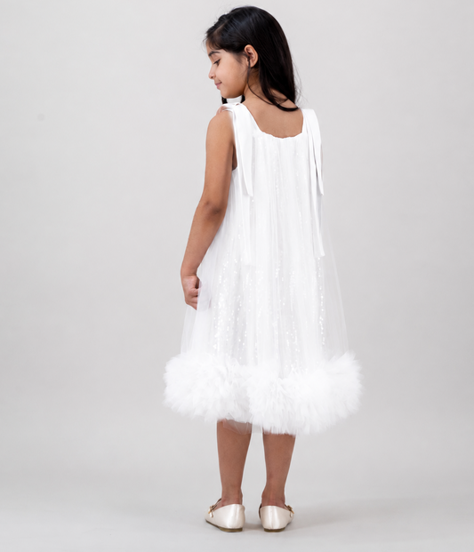 White sequins tulle dress