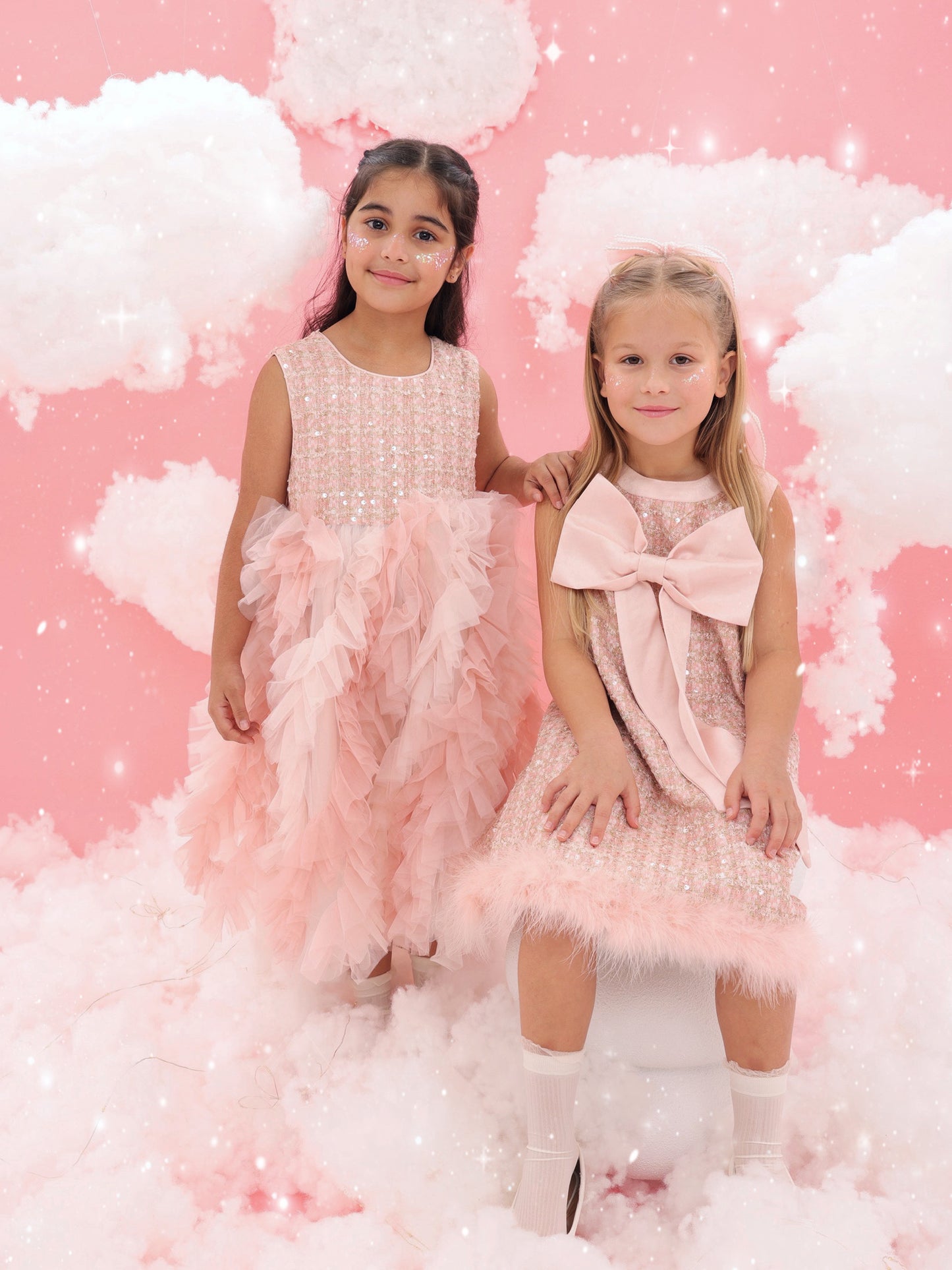 Pink tweed tulle dress