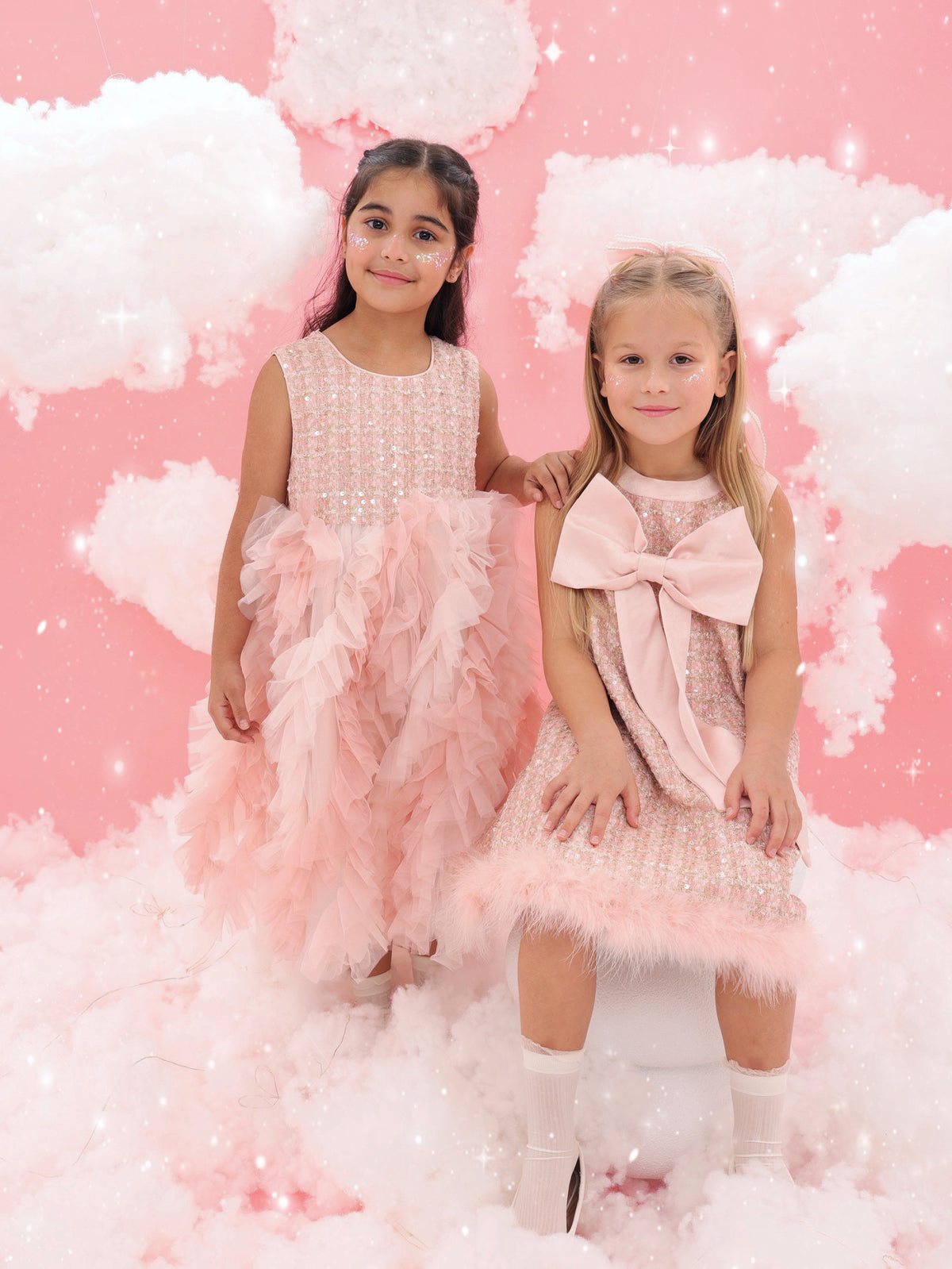 Pink tweed tulle dress