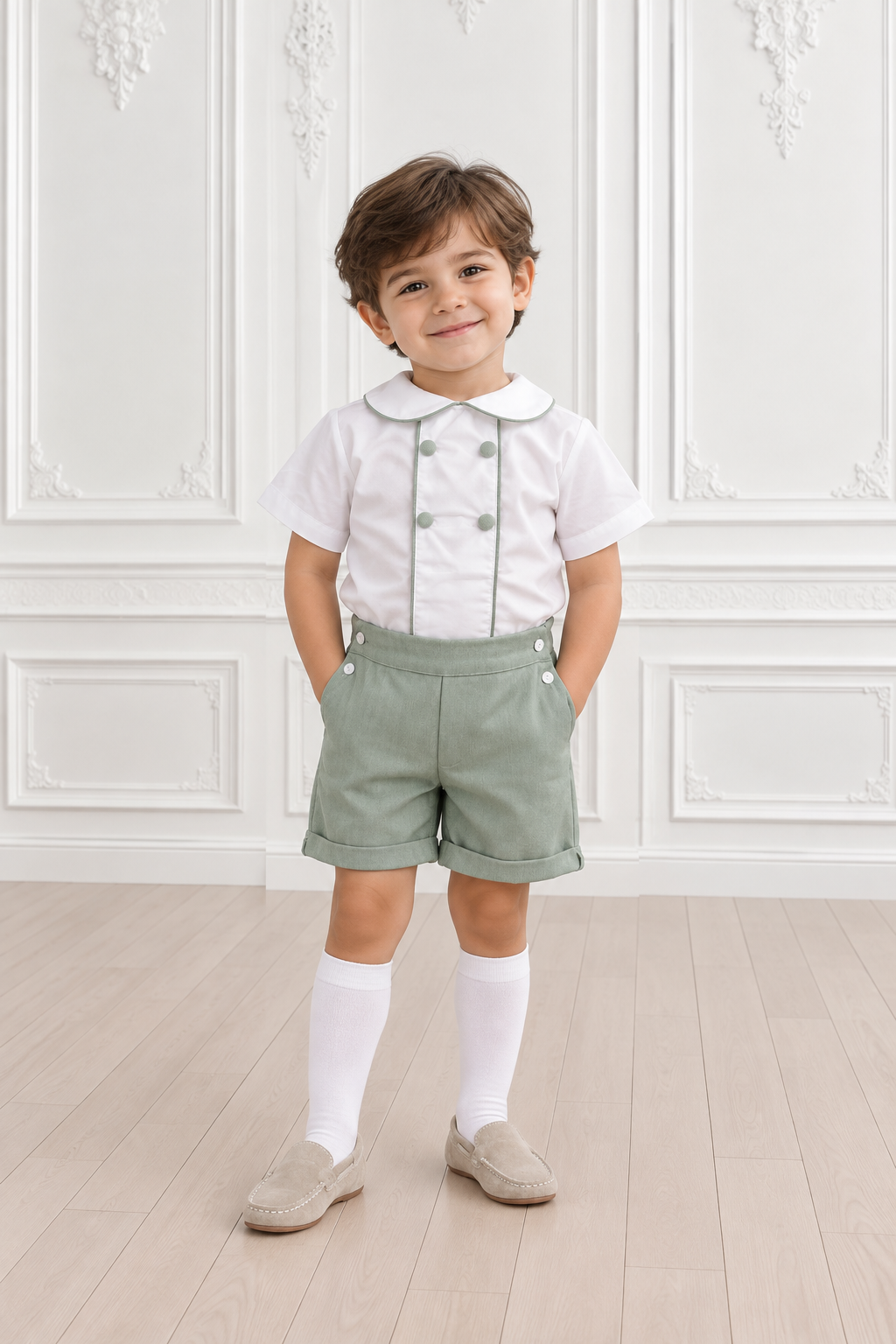 Green shorts set
