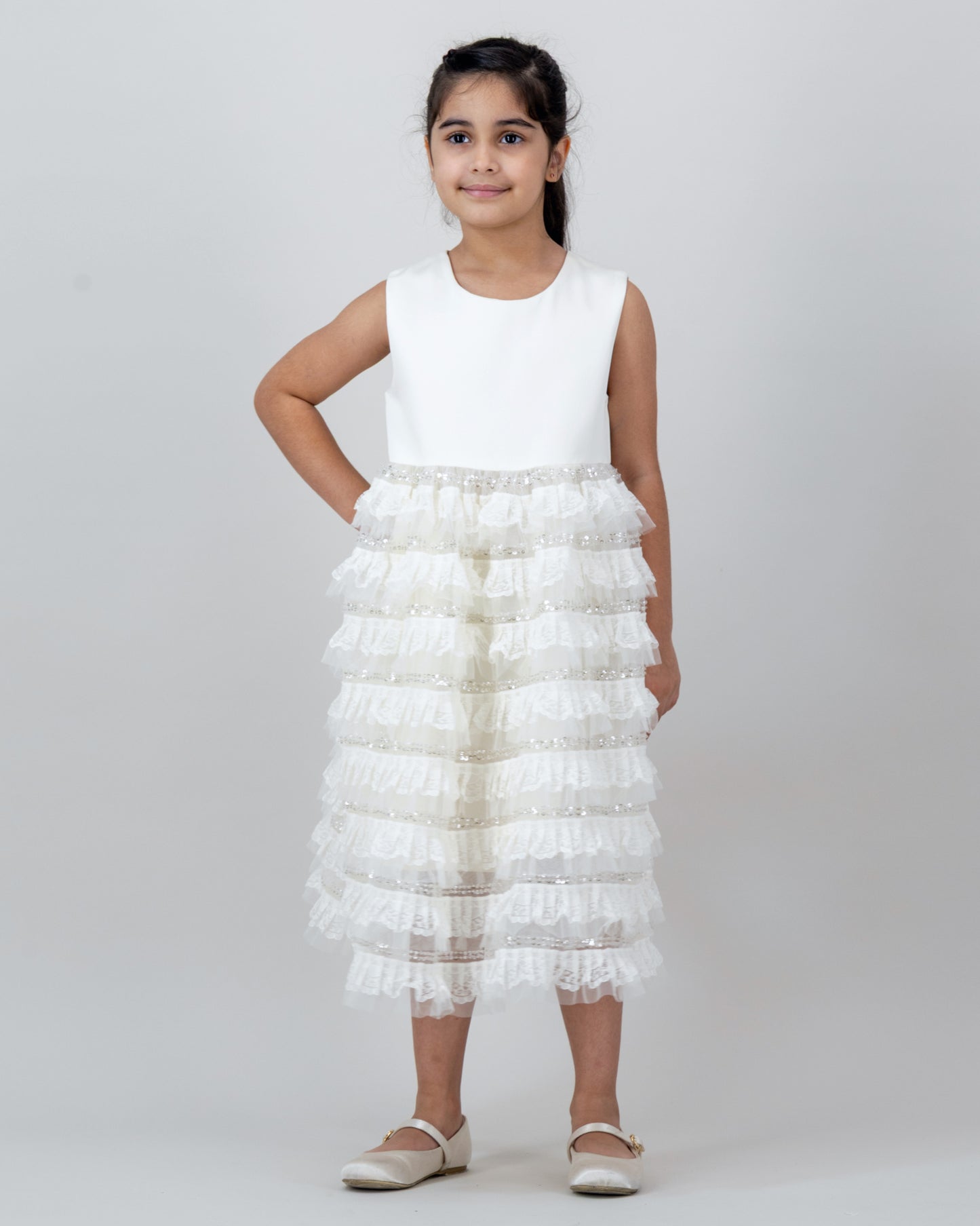 White Layered Lace Dress