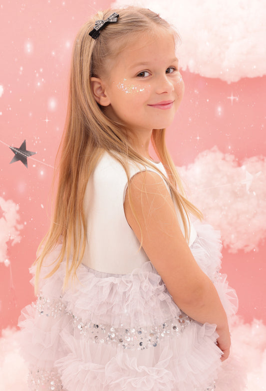 Grey sequins tulle dress