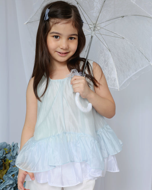 Sky blue sleeveless blouse
