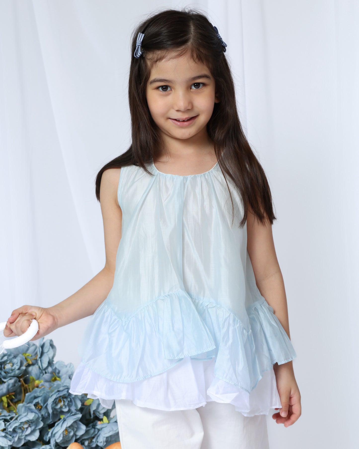 Sky blue sleeveless blouse