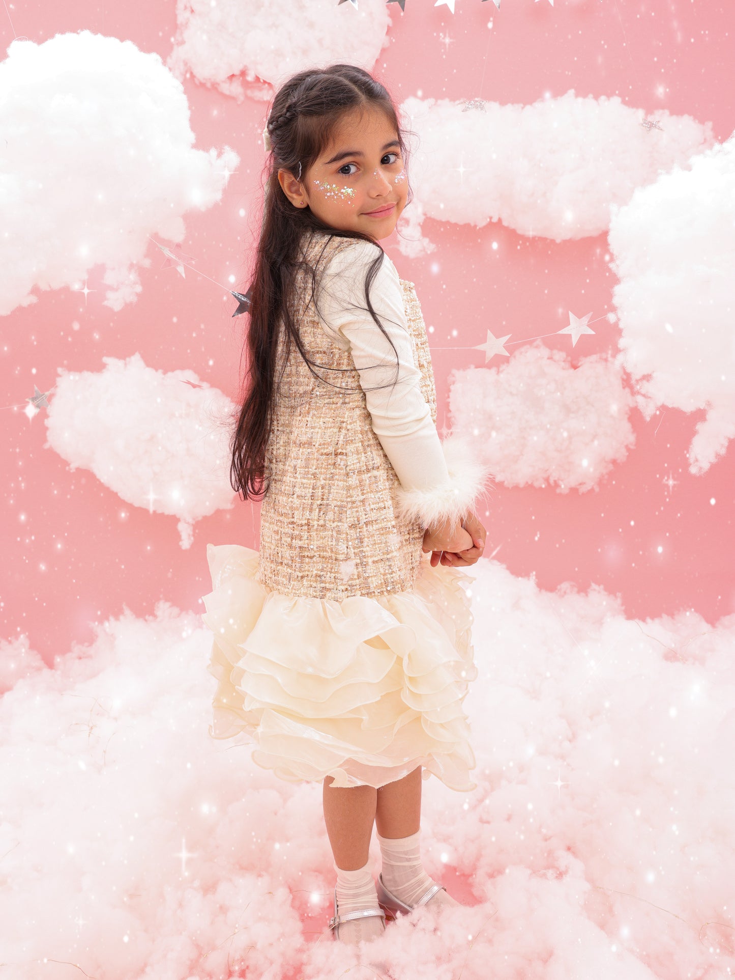 Beige tweed dress + top