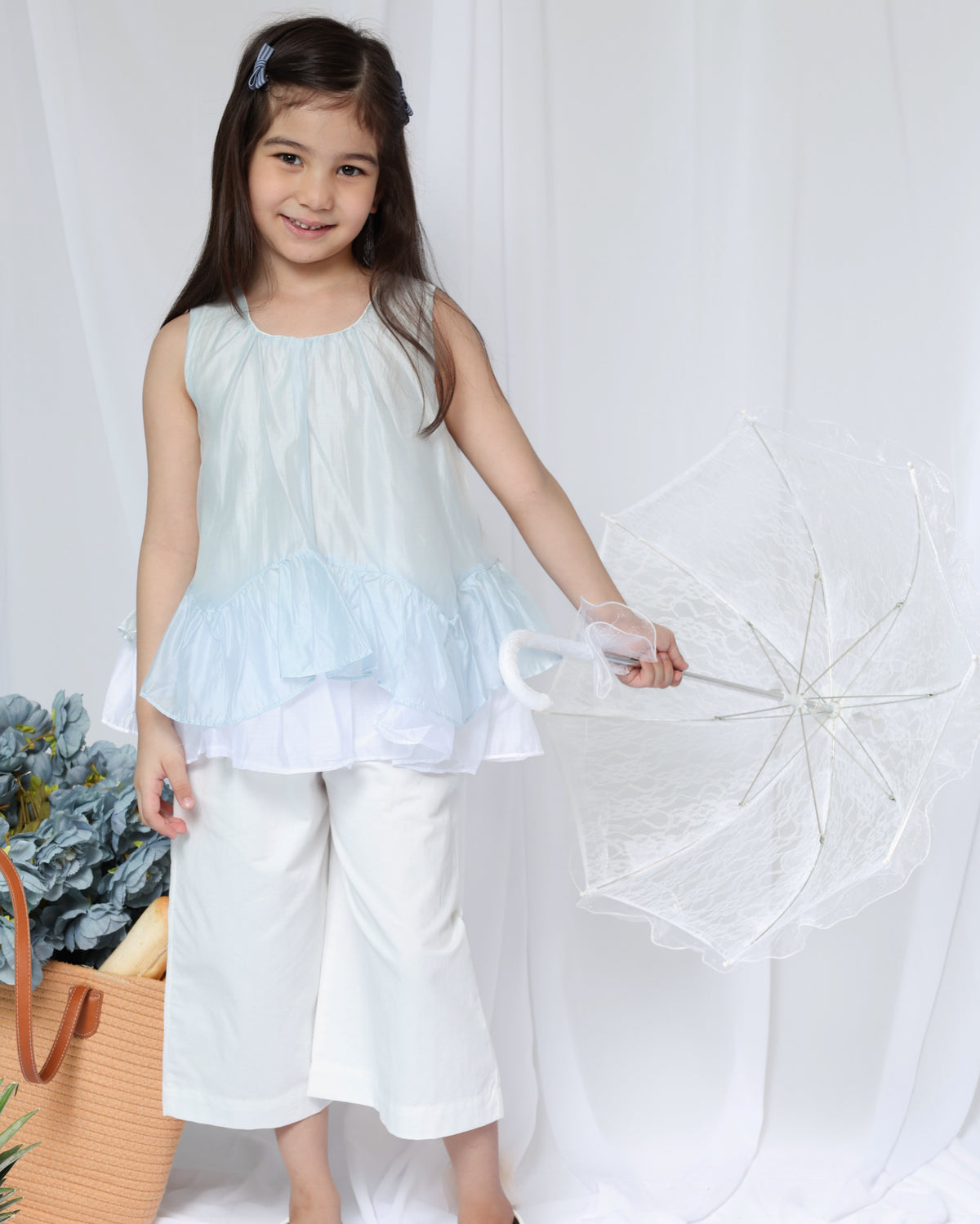 Sky blue sleeveless blouse