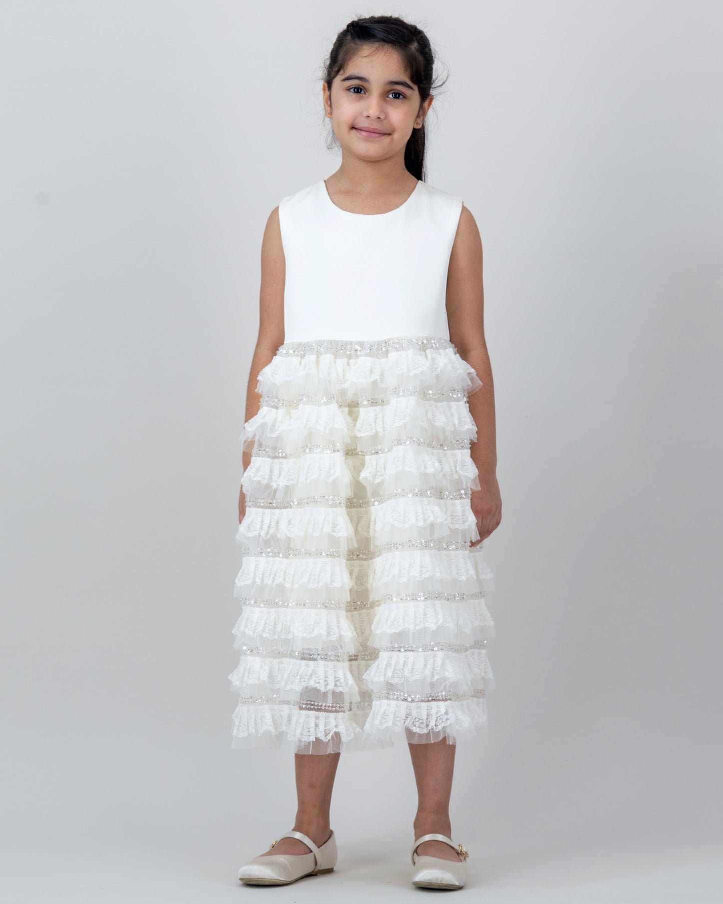 White Layered Lace Dress