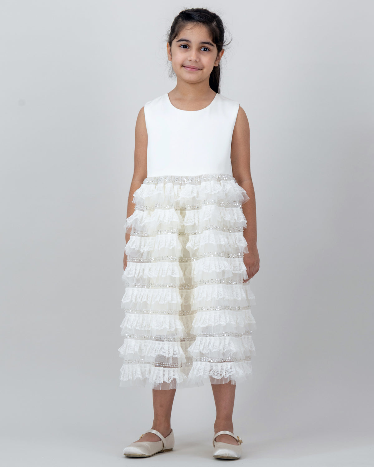 White Layered Lace Dress
