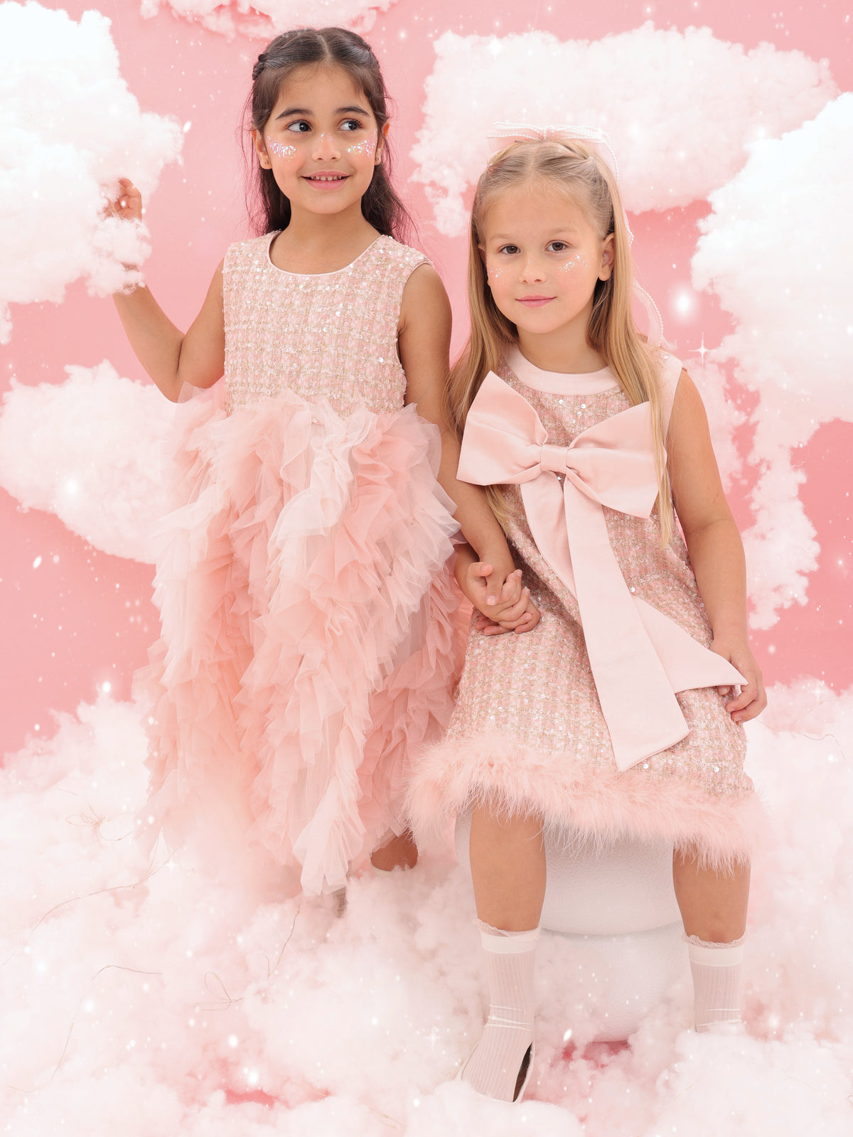 Pink tweed tulle dress