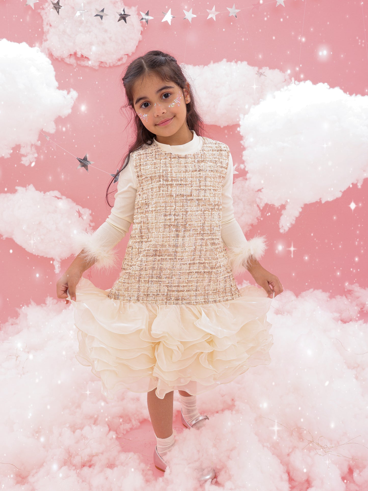 Beige tweed dress + top