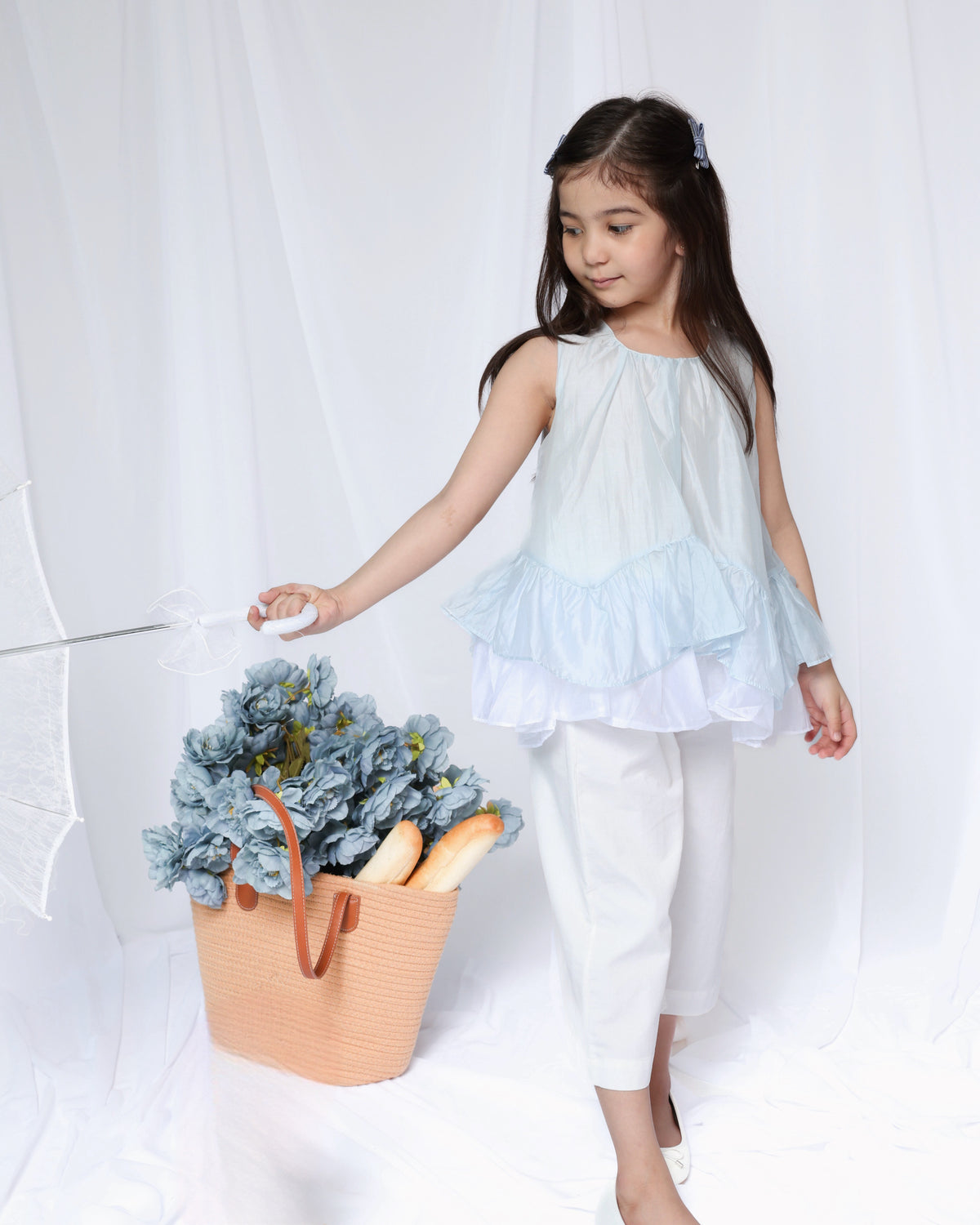 Sky blue sleeveless blouse
