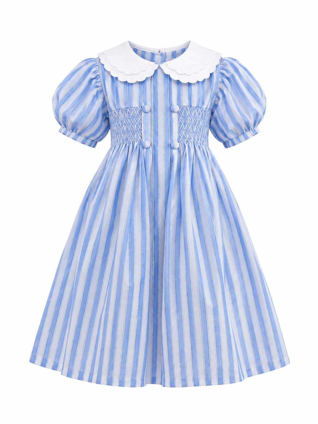 Blue stripes smocked dress